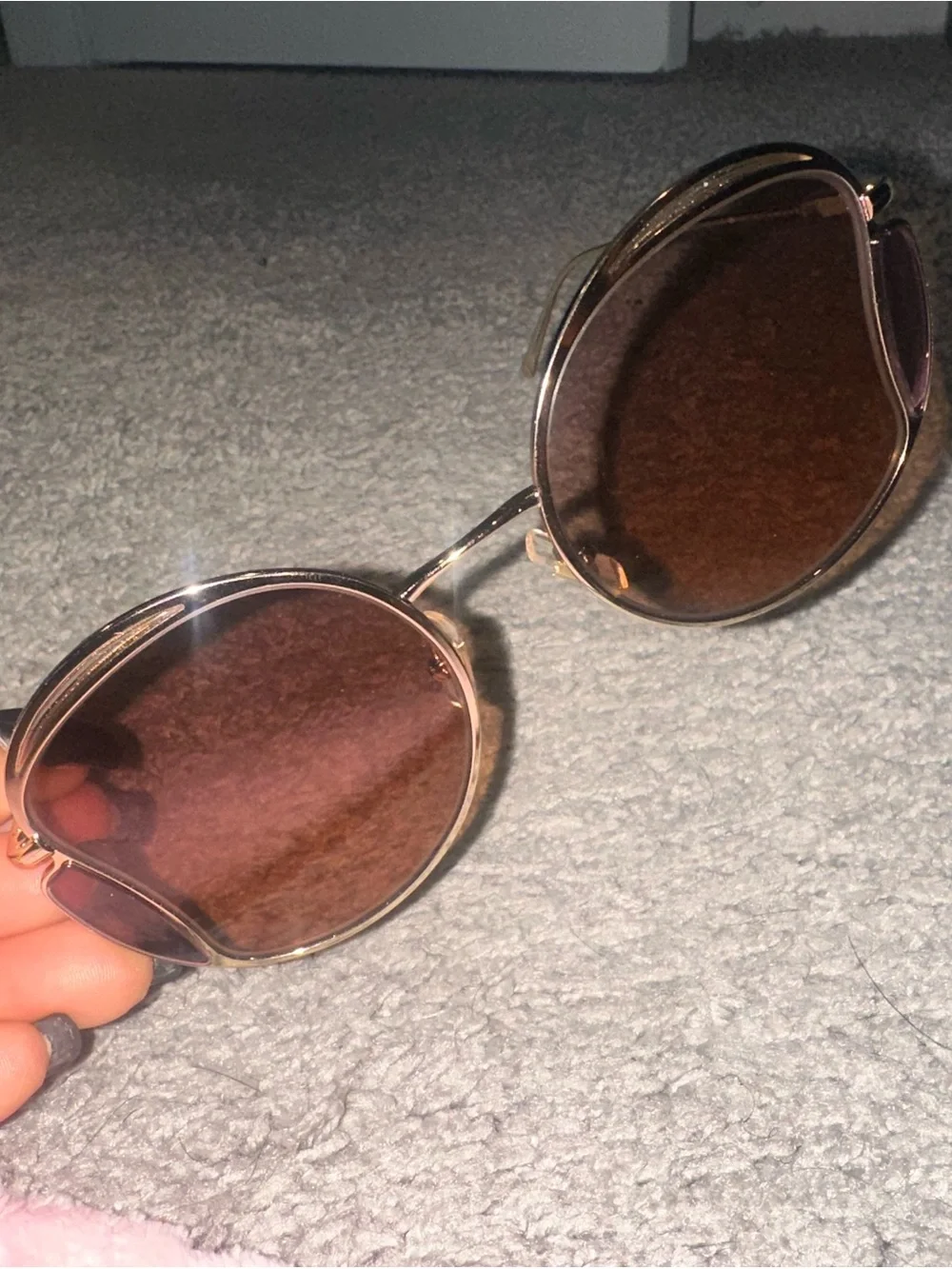 Miu Miu Round Sunglasses Brown Gold Frame